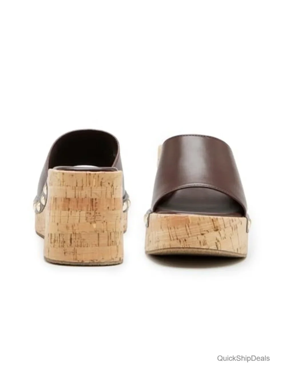 Faux Leather Platform Wedge Sandals Slip On Open Toe Non-Slip Casual Dressy